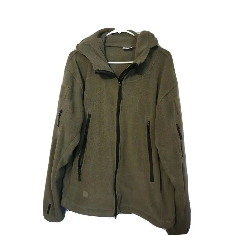 Unbranded Hooded Fleece Jacket Men's Size Extra Large Medium Weight Many Pockets